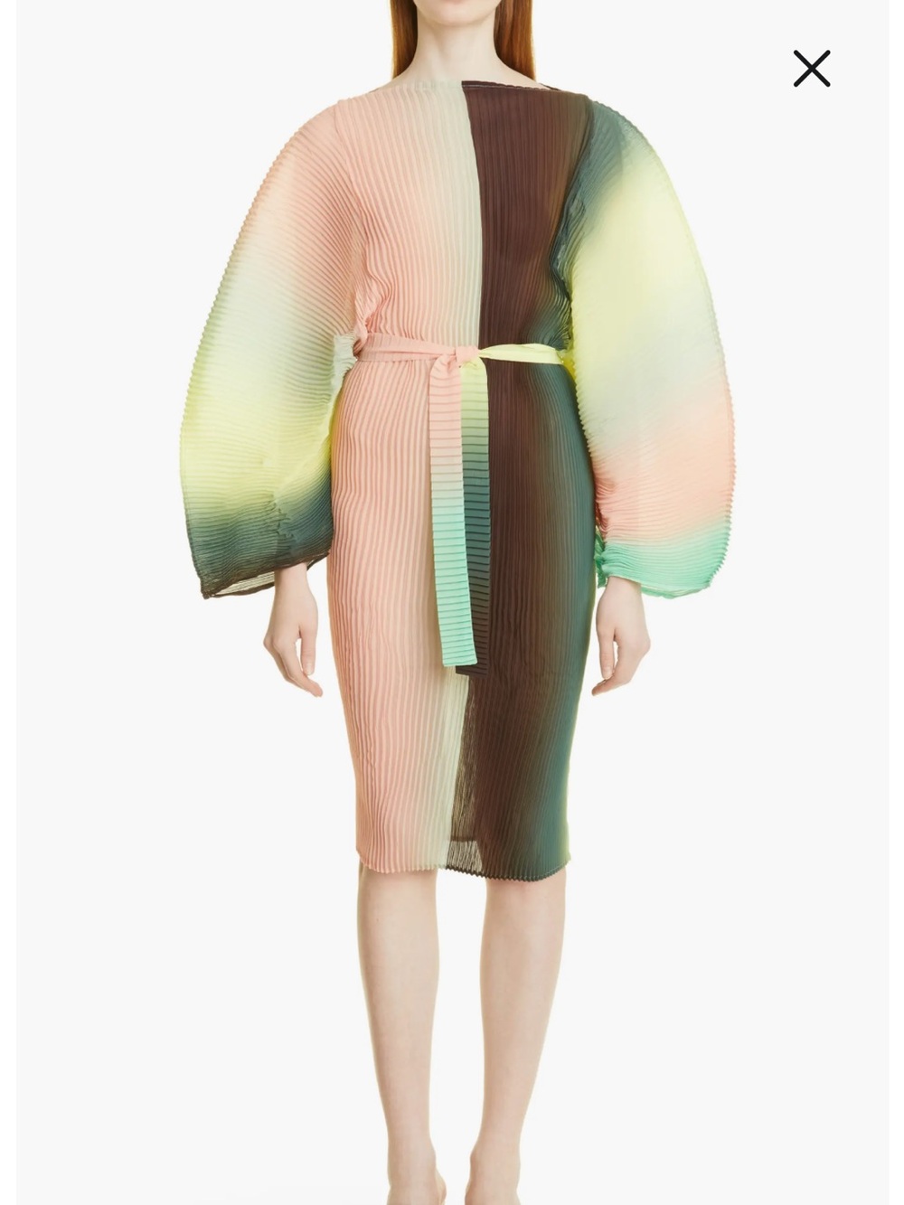 Julia Heuer Ramo Ombré Plissé Colorblock Pleated Dress - One Size Fits Most
